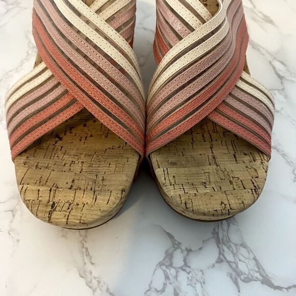 Lucky Brand Wedge Sandals Women Sz 10M Pink Cork Platform Summer - Picture 2 of 14